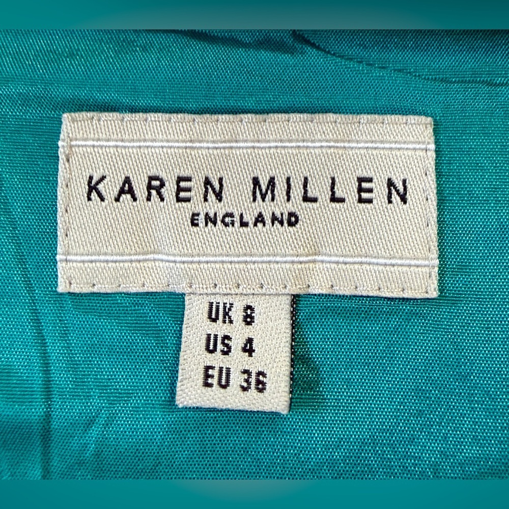 Karen Millen Teal Satin Bow Front Mermaid Dress Size US 4 - Picture 5 of 5